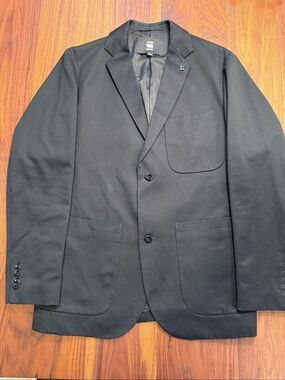 G-Star Raw Men's Black Notched Lapel Two-Button Lined Blazer Size XL